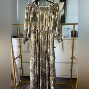 Kate and Lily Paisley Long Sleeve Maxi Dress Size 4 Waist 18"-20"